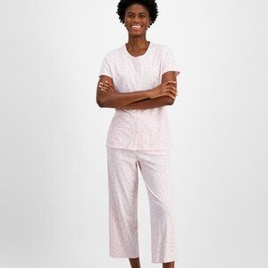 NWT...Charter Club Women's 2-Pc. Cotton Printed Cropped Pajamas Set, Created for